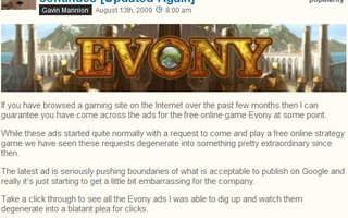 A History of Evony Ads | Evony nettipelin tapa houkutella pelaajia.