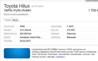 Toyota Hilux | Toyota Hilux Vaihto myös olueen