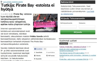 Tutkija: Pirate Bay -estoista ei hyötyä | Piti ihan tekniikan lisensiaatti sekä oikeustieteen maisteri tutkinnot suorittaa, että tuon hoksasi :D