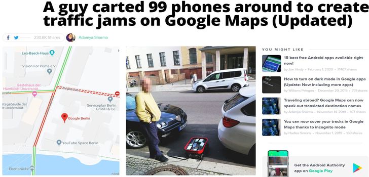 Googlen huijaamista | Taiteilija huijasi Google mapsia kärräämällä 99 puhelinta kärryssään ja loi täten &quot;Ruuhkan&quot; Berliinissä